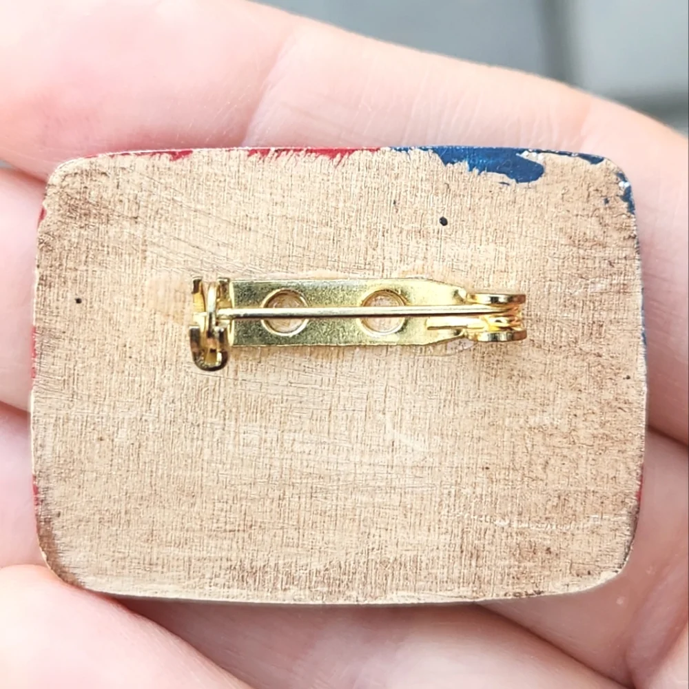 Anthropologie Handpainted Wooden American Flag Pin
